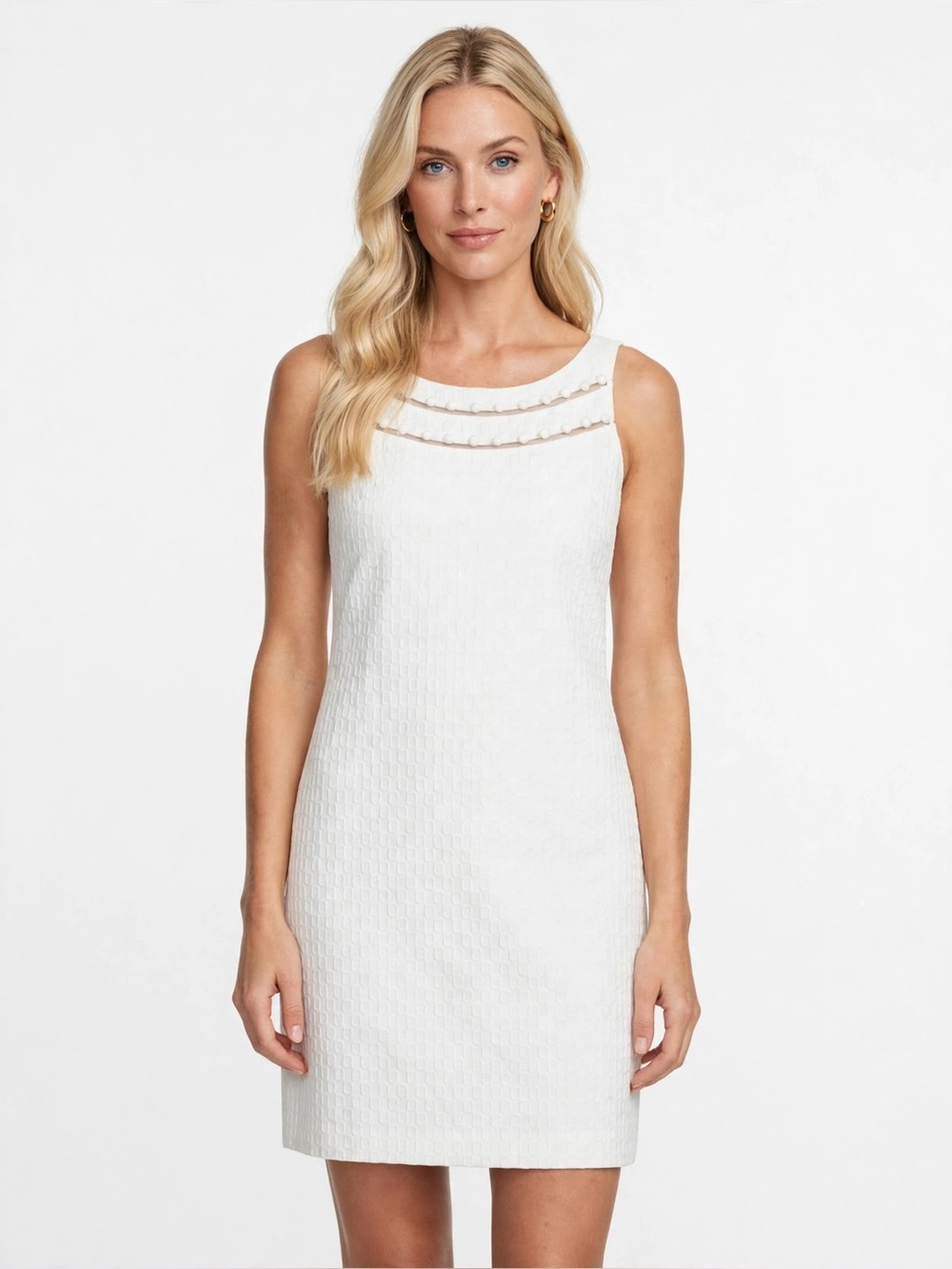 Jessica Howard White Textured Sleeveless Dress Size 12 Like New